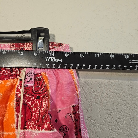 Kreamy Pink Orange Bandana Patchwork Cargo Jogger Pants NWT Streetwear Artsy M - Picture 5 of 7